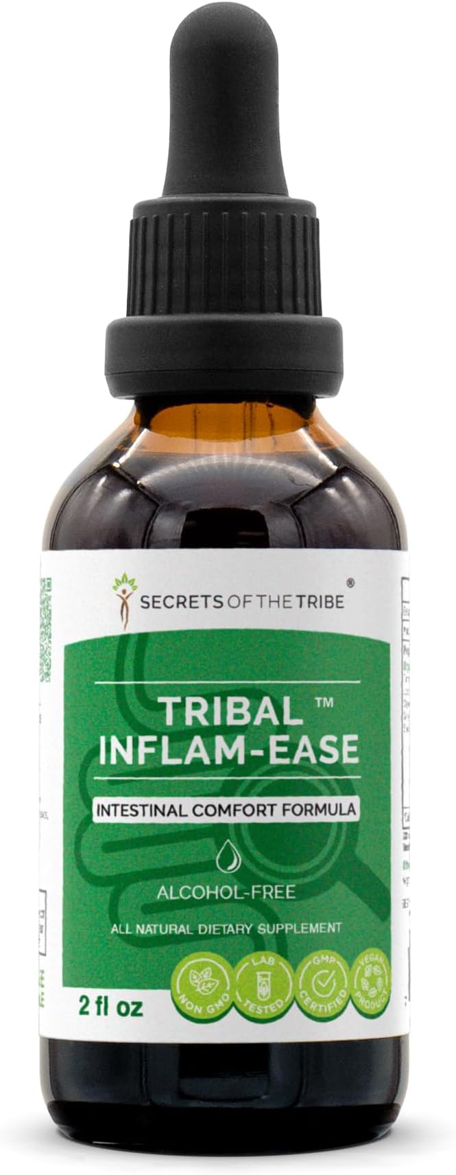 Tribal Inflam-Ease Alcohol-Free Glycerite Turmeric Licorice Meadowsweet Ginger Spirulina. Tincture Herbal Extract Intestinal Comfort Formula 2 OZ