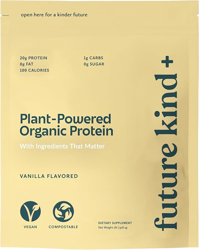 Future Kind Vegan Protein Powder Vanilla Pea Plant Protein for Lean Muscle with Iron &amp Fiber Whey-Free Sugar-Free Soy-Free Non-Dairy (34 Servings)