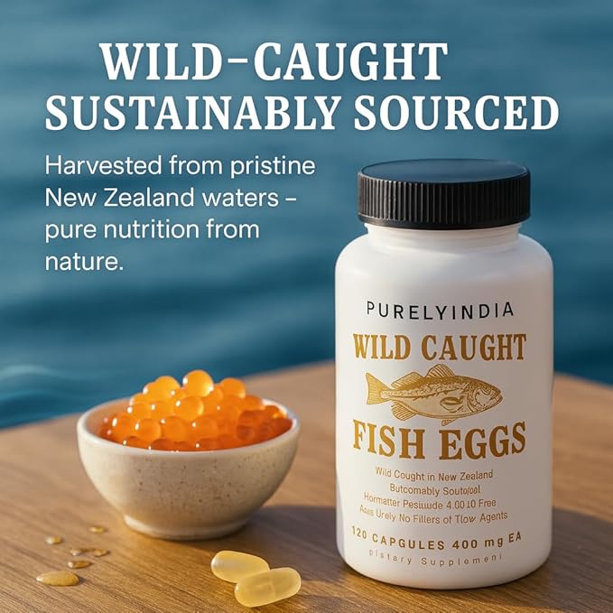 Wild-Caught Fish Eggs | Omega-3 DHA EPA &amp ETA Supplement – Freeze-Dried MSC-Certified Non-GMO | Supports Heart Brain &amp Immune Health | 2400mg 120 Capsules