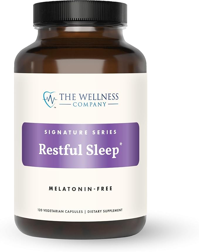 The Wellness Company Restful Sleep - Melatonin-Free Deep Sleep REM Support Non-Habit Forming - Kava Rafuma Leaf Ashwagandha &amp Valerian Root | 120ct (2 Month Supply)