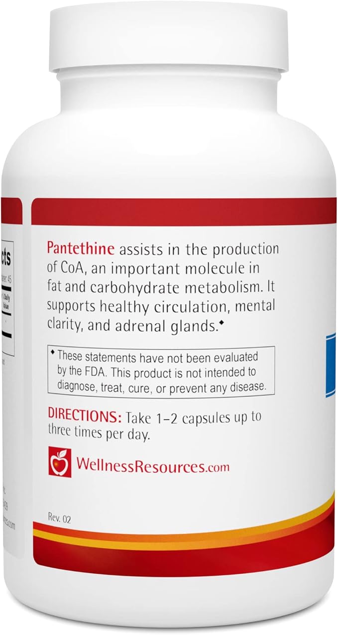 Wellness Resources Pantethine - Active Vitamin B5. Vegan (300mg 90 Capsules)