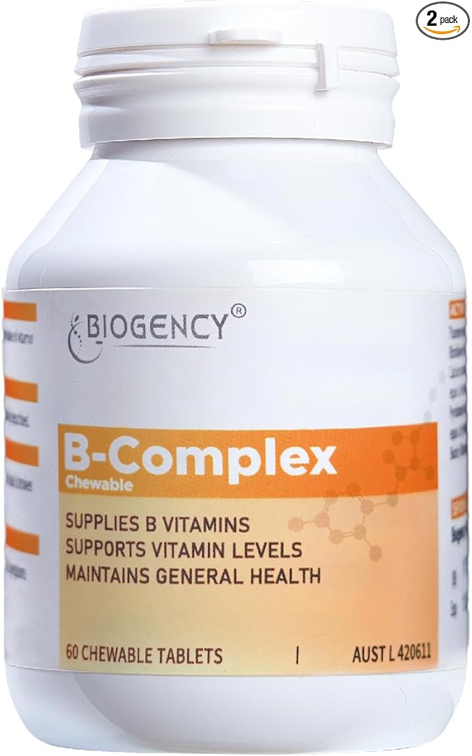 B-Complex Dietary Supplement - Contains All B Vitamins Including B12 B1 B2 B5 B6 B7 Folic Acid for Energy Support Stress Relief Immunity Enhancement 2 Pack 60 Tablets