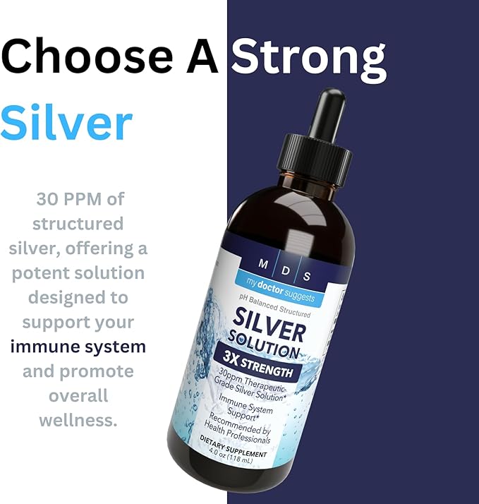 Alkaline Structured Silver Liquid 30ppm - Advanced Immune Support Liquid Drops - Extra Strength Colloidal Silver Mineral Supplements - Made in USA (4 oz)