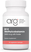 Allergy Research Group B12 Methylcobalamin Supplement - Vitamin B12 and Folate with 400mcg Folic Acid Pure Vegetarian Lozenges - 50 Count