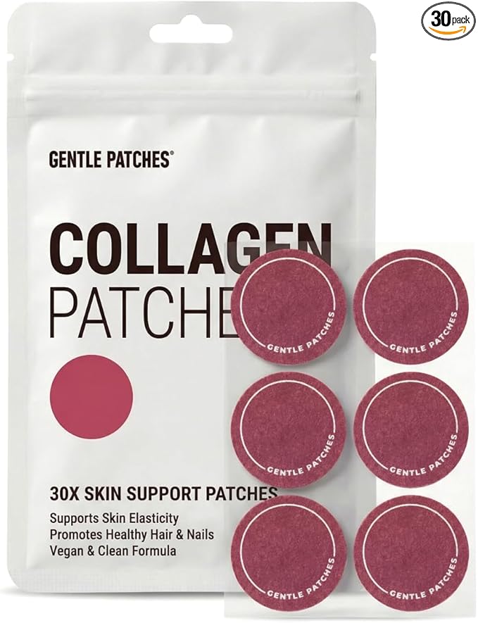 Collagen Patches for Skin Hair Nails &amp Joints - Multi Collagen Peptides Supplement for Women - Transdermal Anti Aging Patches with Hyaluronic Acid &amp Biotin - 30 Day Supply - No Pills
