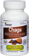 Sayan Siberian Chaga Mushroom Extract – 90 Capsules/420mg ea – Natural &amp Wild-Harvest Antioxidant Supplement – Immune System Support &amp Regulate Body Functions – Vegan Non-GMO No Fillers or A