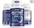 NEVISS Melatonin 50 mg for Adults - Extra Strength 9-in-1 Fast Dissolve Sublingual - High Dose with Magnesium Glycinate Vitamin D3 Ashwagandha Lemon Balm Chamomile Sugar Free Vegan 180 Tablets