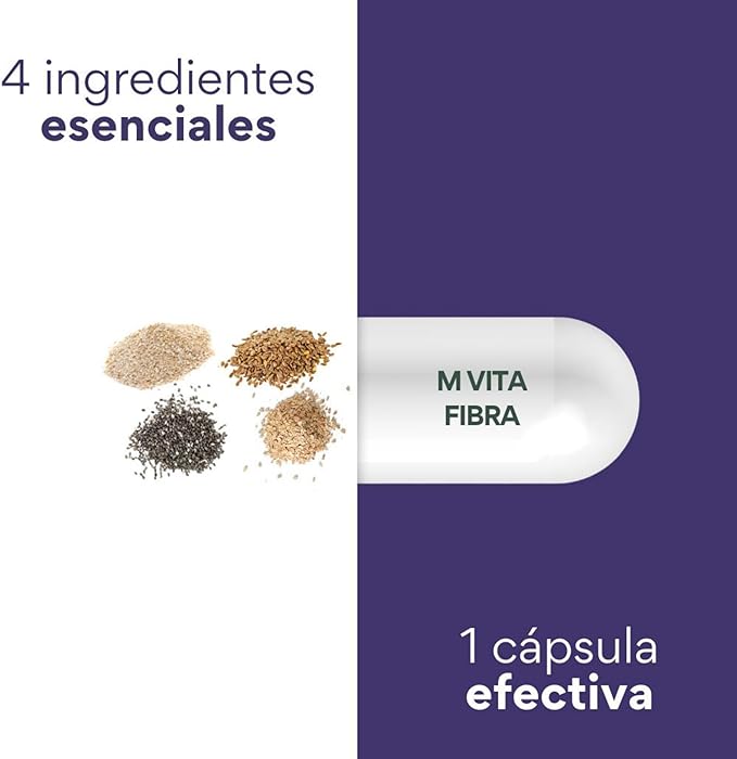 MVITA® Fiber Supplement Plant-Based Fiber Capsules with Chia Oats Flaxseed &amp Wheat Bran Dietary Fiber Blend Digestive Wellness Support 3 Pack (180 Capsules)