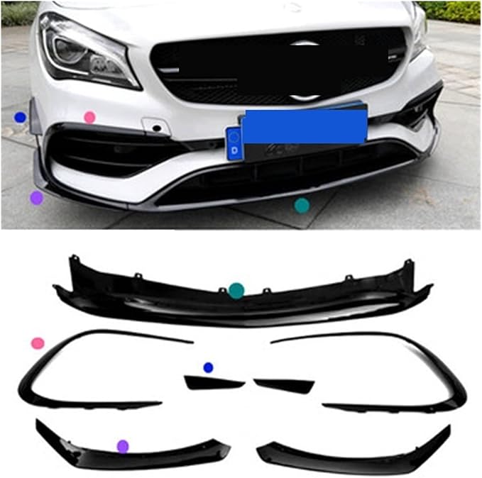Bright Black Front Bumper Lip Spoiler Splitter Canary Vent. Compatible for Benz CLA Class CLA45 AMG Sport Edition 2016-2018