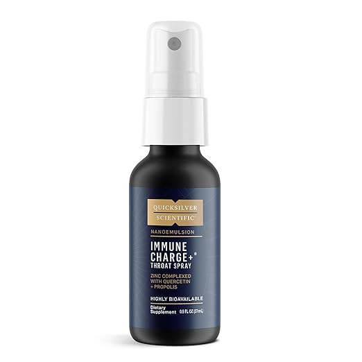Quicksilver Scientific Immune Charge+ Zinc Throat Spray - Immune Support Liquid Supplement with Quercetin - 'Throat Coat' with Liposomal Absorption Technology (0.9 fl oz / 27ml)