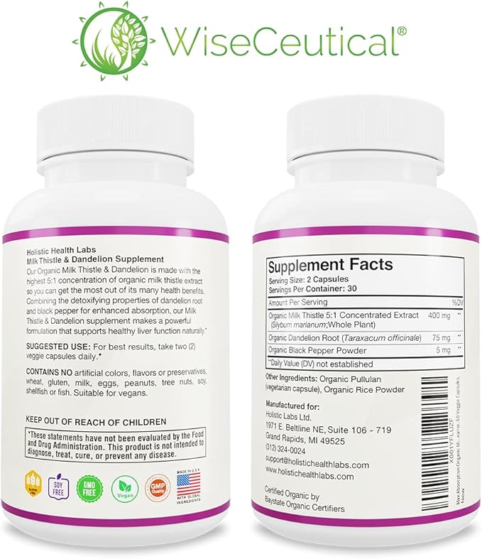 All-Natural Liver and Gut Support | Organic Milk Thistle Organic Dandelion Root &amp Organic Black Pepper | Ginger Artichoke Leaf Extract Deglycerized Licorice Root &amp Patented Zinc Carnosine