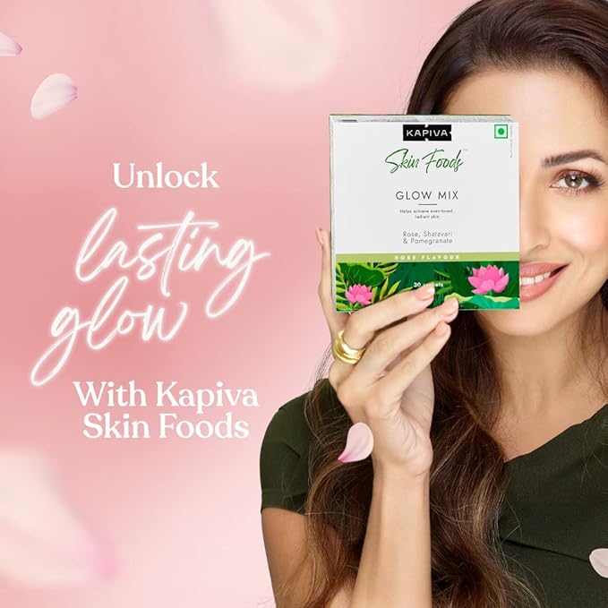 Kapiva Skin Foods Glow Mix | Ayurvedic Skin Supplement Collagen Powder | Skincare for Glowing &amp Healthy Skin (30 Sachets)