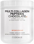 Codeage Multi Collagen Chocolate Protein Powder - Hydrolyzed Bovine Collagen Peptides 5 Collagen Types &amp MCT Oil - Collagen Creamer Chocolate Collagen Peptides - Protein Shakes - Non-GMO - 18.17