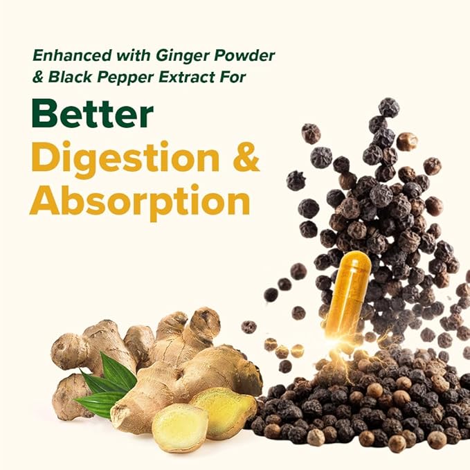 VAHDAM Turmeric Ginger 1900mg - with 1500mg Curcuminoids | Added Ginger &amp Piperine for Fast Absorption | Supports Joint Health and Mobility | 90 Capsules (Pack of 2)