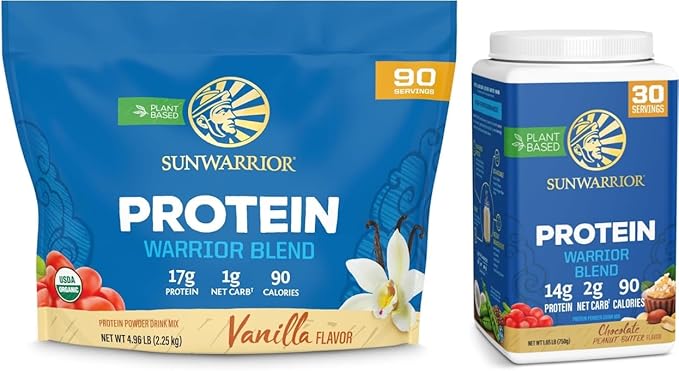 Chocolate Peanut Butter &amp Vanilla Organic Plant Based Protein Powder Set | Bundle &amp Save | Vegan Organic Protein Powder | Non-GMO Soy Dairy &amp Gluten Free (90 Servings Vanilla 30 Servings