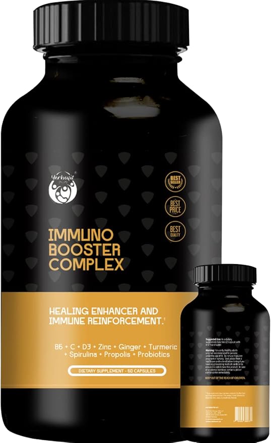 Defense support Strengthen your immune system and protect your health with10-in-1 combination of Vitamins C D3 B6 Zinc Echinacea Ginger Turmeric Spirulina Propolis and Probiotics. 60 cap