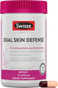 Swisse Beauty Dual Skin Defense Supplement | Astaxanthin Grape Seed Extract and Vitamin C | Supports Collagen Formation Skin Elasticity Antioxidant Protection &amp Regeneration | 30 Capsules