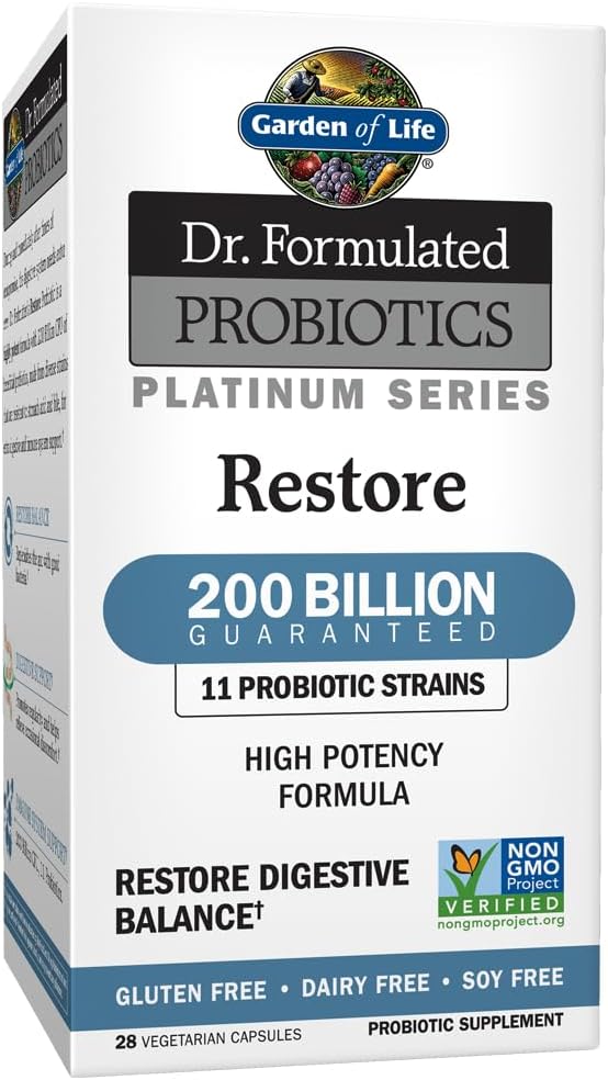 Garden of Life Dr. Formulated Probiotics Platinum Series Restore 200 Billion &amp Dr. Formulated Probiotics Organic Kids+ Plus Vitamin C &amp D - Berry Cherry