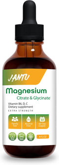 JANTU High‑Absorption Liquid Magnesium Citrate &amp Glycinate with Vitamins B6 D3 C &amp Potassium – Alcohol‑Free Glycerin‑Based Vegan 60‑Day Supply – 4 oz