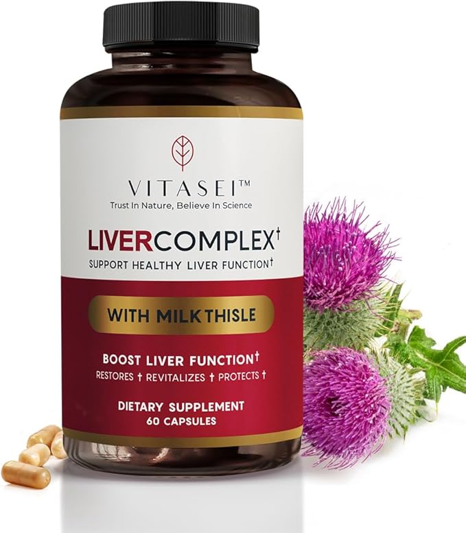 VITASEI Liver Cleanse Detox &amp Repair Liver Complex W/Milk Thistle Extract Garcinia Curcumin C3 Support Herbal Dietary Supplement Detox Formul for Women &amp Men 60 Capsules
