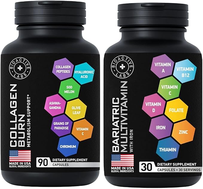 Thermogenic Multi Collagen Burn and Bariatric Multivitamin with Iron - General Wellness Bundle