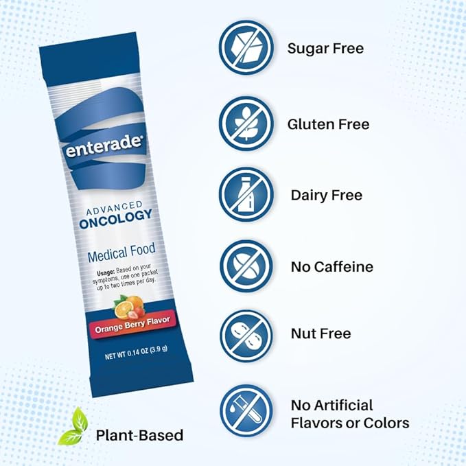 enterade® Advanced Oncology Powder Packets - Specially Formulated to Decrease GI Side Effects – Orange Berry 10 Single-Serving Powder Packets