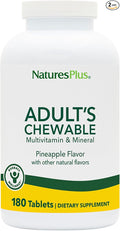 NaturesPlus Adult’s Chewable Pineapple Flavor - 180 Tablets Pack of 2 - Multi-Vitamin &amp Mineral Supplement - Vegan Gluten Free - 360 Total Servings