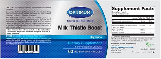 Milk Thistle Boost Capsules Liver Support 60 Count with N-Acetyl-L-Cysteine and Alpha-Lipoic Acid