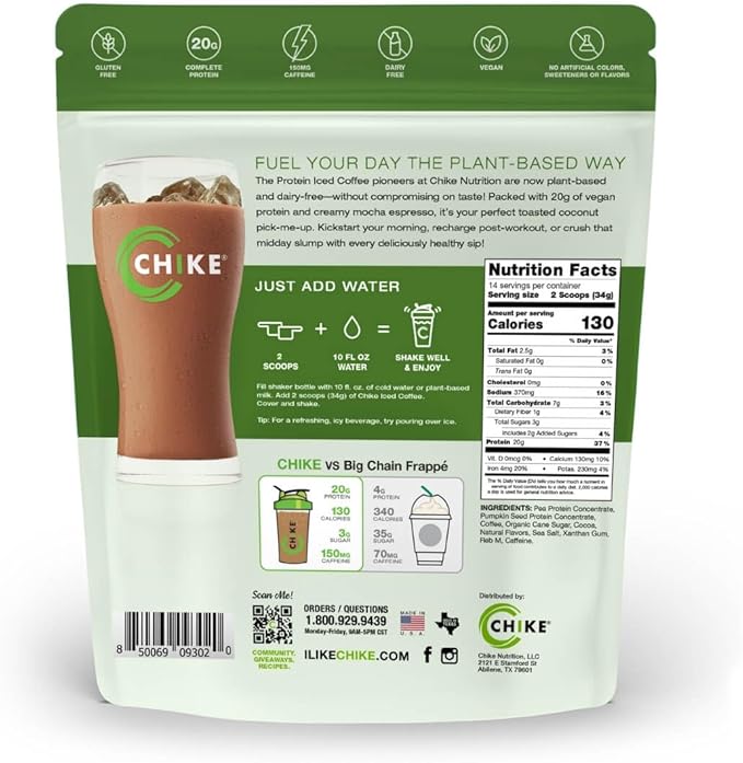 CHIKE Toasted Coconut Mocha Protein Iced Coffee Plant Protein 16.8 OZ