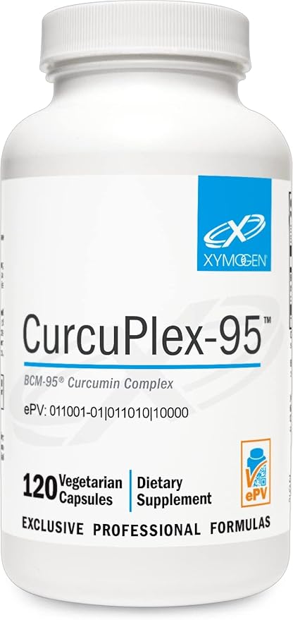 XYMOGEN CurcuPlex-95 - Turmeric Curcumin Supplement for Daily Brain Support* - Enhanced Bioavailability - Non-GMO Gluten-Free Vegan - 120 Capsules