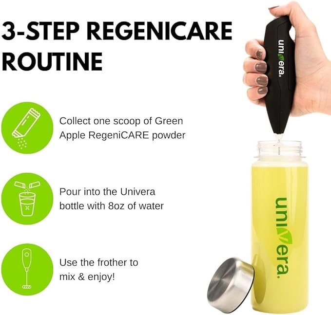 Holiday Gift Set Joint Support with Univestin® Glucosamine Chondroitin &amp MSM — Bottle &amp Frother Included Green Apple Flavor 30 Servings