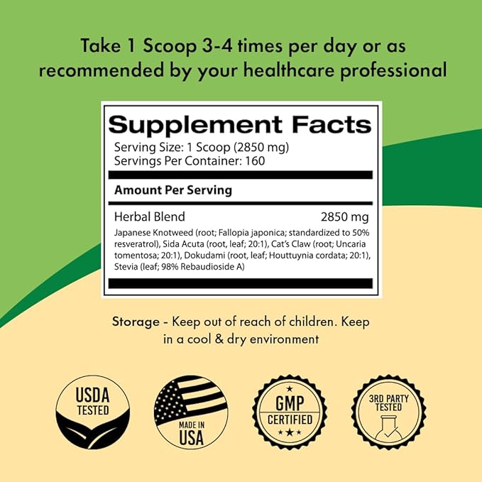 Samsara Herbs Tick Recovery Herbal Powder Formula (16oz/454g) - Japanese Knotweed Cat's Claw SIDA Acuta Houttuynia Cordata Stevia