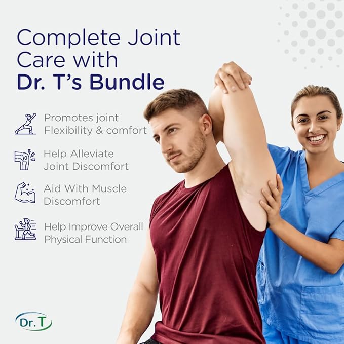 Dr. T Joint Health Bundle: Glucosamine/Chondroitin MSM Cream with Collagen + Joint Support Supplement | Athlete-Grade Joint &amp Muscle Relief | Non-GMO Gluten-Free Made in USA
