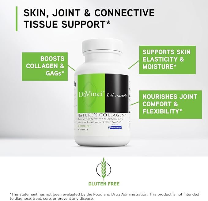 DAVINCI Labs Natures Collagen - BioCell Collagen Supplement with MSM &amp Glucosamine - Helps to Support Joint Health Skin Health &amp Connective Tissues - Gluten-Free - 90 Tablets