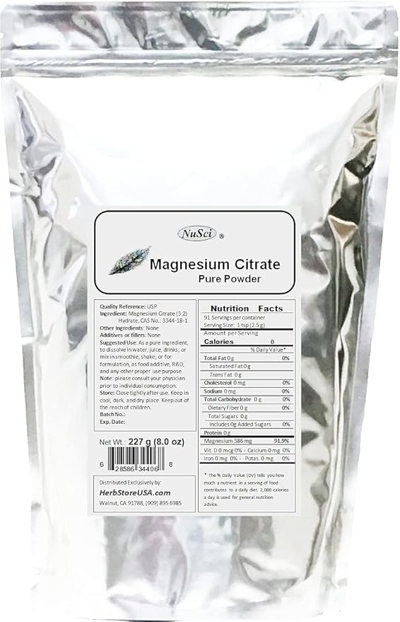 Magnesium Citrate Powder (1 Kg 2.2 lb) Bulk Pure Energy and Enzyme