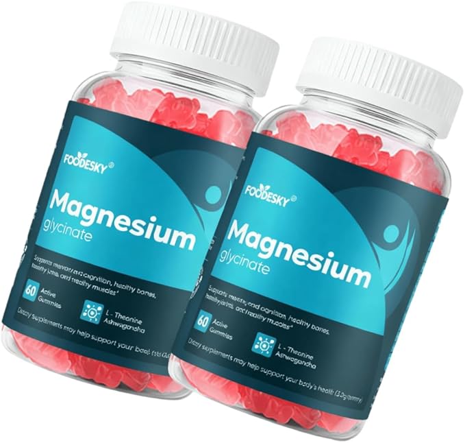 Magnesium Glycinate Gummies | 10 Forms of Magnesium + Vitamin D3 &amp Zinc | 60 Gummies | Supports Relaxation Focus (2PCS)