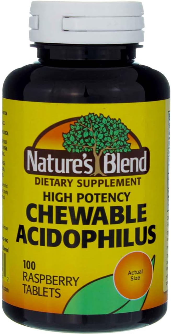 Nature's Blend Acidophilus Chewable Raspberry Flavor - 100 Tablets Pack of 4