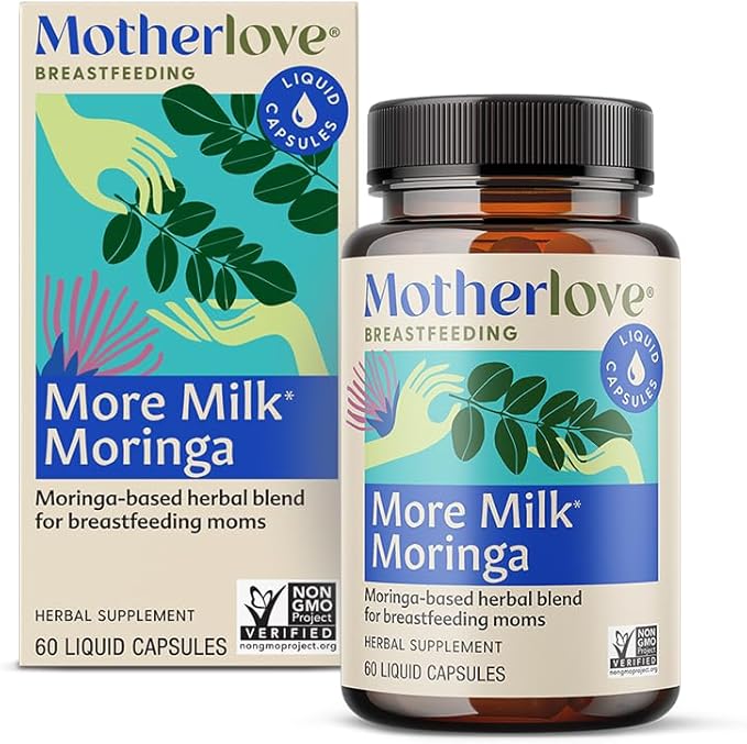 Motherlove More Milk Moringa (60 Liquid caps) Moringa-Based Lactation Supplement to Support Breast Milk Supply—Non-GMO Organic Herbs Vegan Kosher