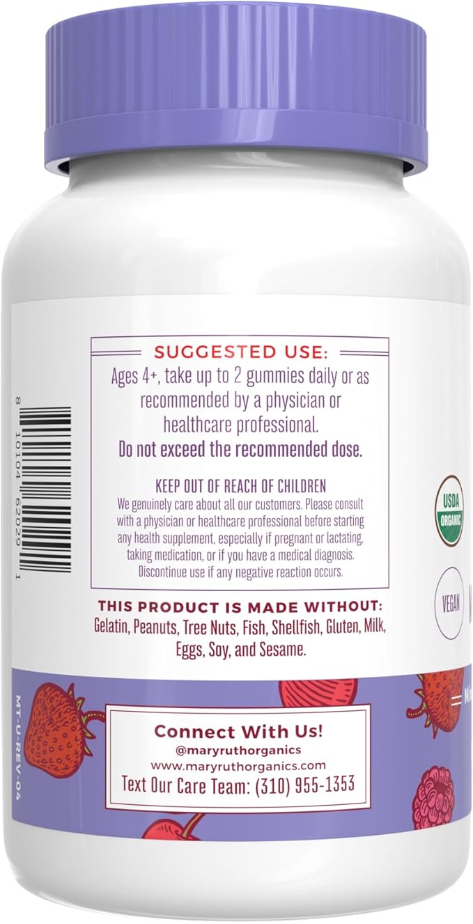 MaryRuth Organics Gummies for Kids–Multivitamin (Mixed Berry &amp Cherry) &amp Probiotic (Strawberry) | USDA Organic No Gelatin! | Vitamins for Immunity Gut Health &amp Overall Wellness | Vegan