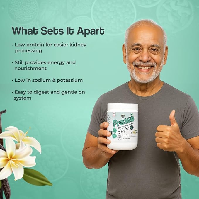 Nefro LP Powder Vanilla Flavour – 400g Low Protein Nutrition Supplement for Kidney Health (Non-Dialysis) – Vanilla Protein Powder Enriched with L-Taurine L-Carnitine &amp Essential Nutrients