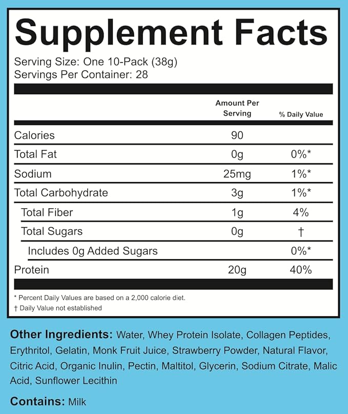 Protein Gummies by PROTĒN 20g Protein 90 Calories On-The-Go Snackable Nutrition