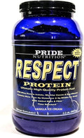 Pride Nutrition Respect Protein Vanilla Ice Cream Time Released Protein Shake Whey Protein Isolate Micellar Casein Flax Fiber Post Workout Meal Replacement Powder