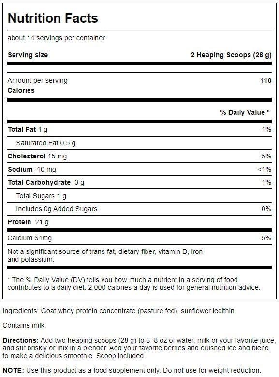 Swanson Goat Whey Protein Concentrate 14 Ounce (397 g) Pwdr
