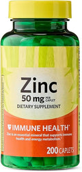 SEDLAV Zinc Dietary Supplement Caplets for Immune Health 50 mg 200 Count and Wellness Routine Easy-to-Take Caplet Format Structured for Consistent Use