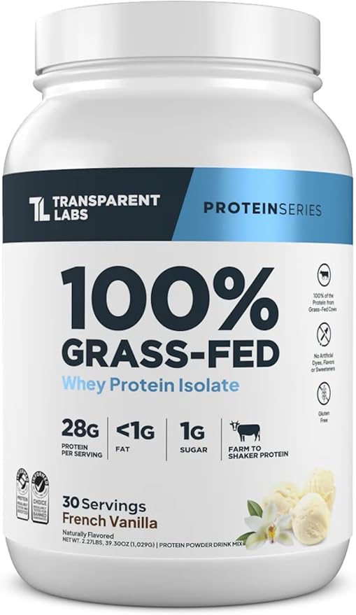 Transparent Labs Grass-Fed Whey Protein Isolate (30 Servings Chocolate Peanut Butter) &amp Grass-Fed Whey Protein Isolate (30 Servings French Vanilla)