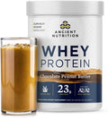 Ancient Nutrition Grass Fed Whey Protein Chocolate Peanut Butter 23g Protein 18 Servings Hydrolyzed Collagen Peptides Organic Regenerative A2/A2 Milk Protein