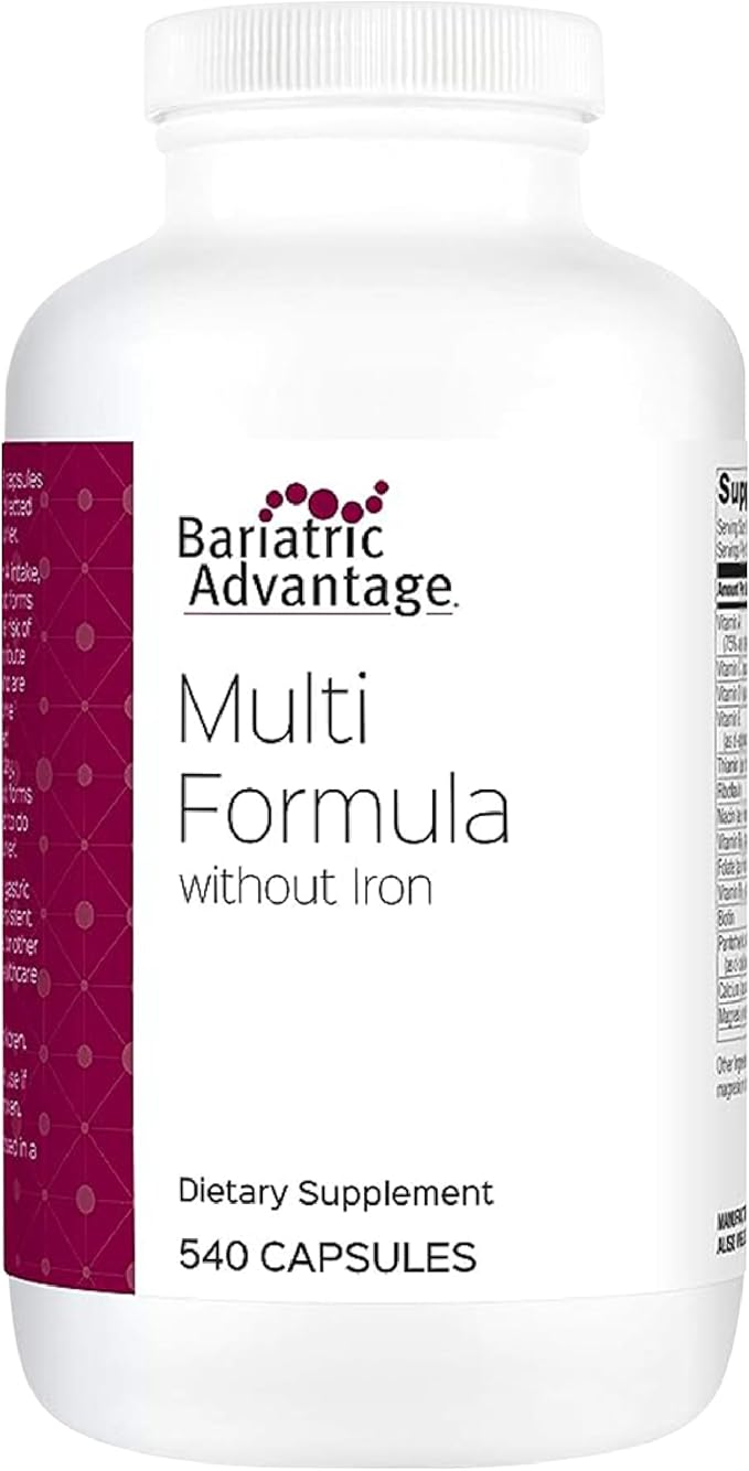 Bariatric Advantage Multi Formula Without Iron High Potency Daily Multivitamin for Bariatric Surgery Patients with 22 Essential Vitamins and Nutrients - 540 Capsules