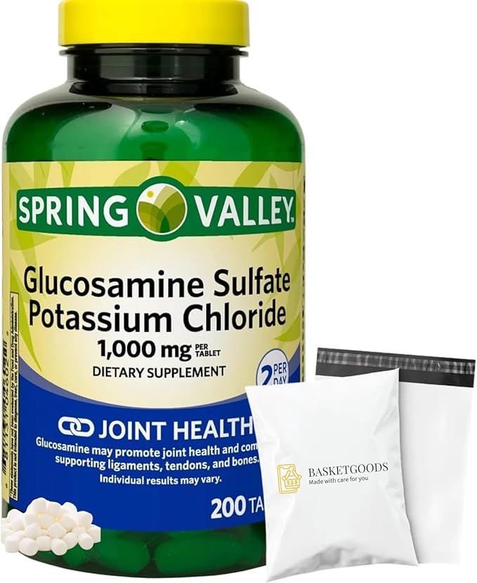 Spring Valley Glucosamine Sulfate Potassium Chloride | Glucosamina para las Articulaciones | Inflammation | 1000 mg | Set with Basket Goods Store