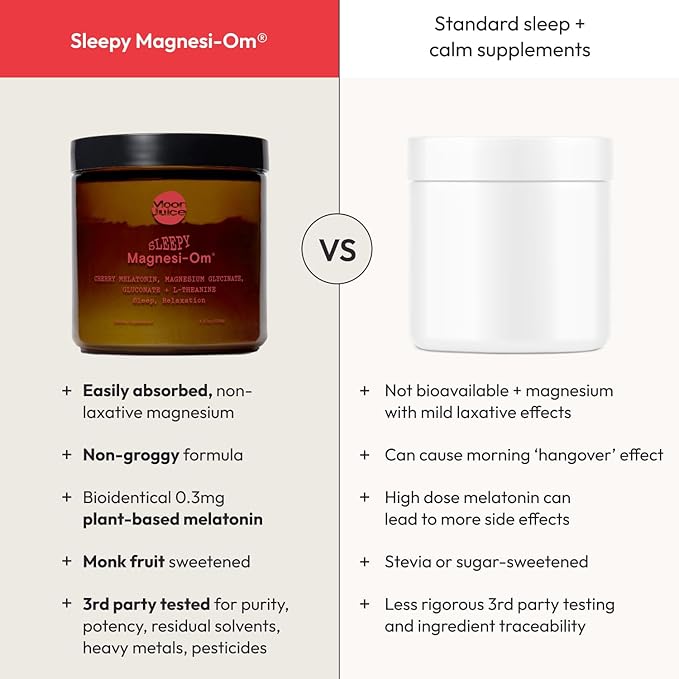 Moon Juice Sleepy Magnesi-Om - Magnesium Sleep Supplement Powder with L-Theanine &amp Plant-Based Low Dose Melatonin Sugar-Free Bedtime Drink Mix for Deep Sleep w/o Grogginess Cherry 35 Servings