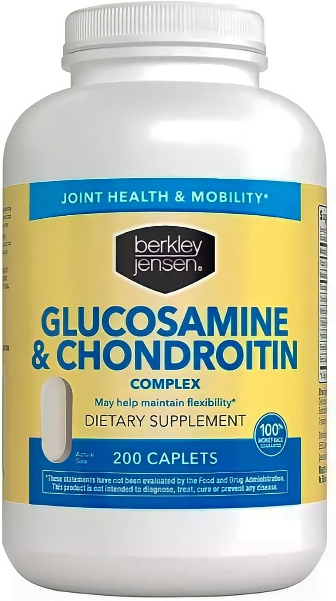 Berkley Jensen Glucosamine Chondroitin MSM Boswellia Complex - Triple Strength Advanced Dietary Supplement for Joints Ligaments Tendons Bones Connective Tissue Support 200 Caplets (Pack of 1)